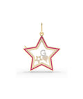Enamel Star Glass Locket Charm Gold 25mm Memory