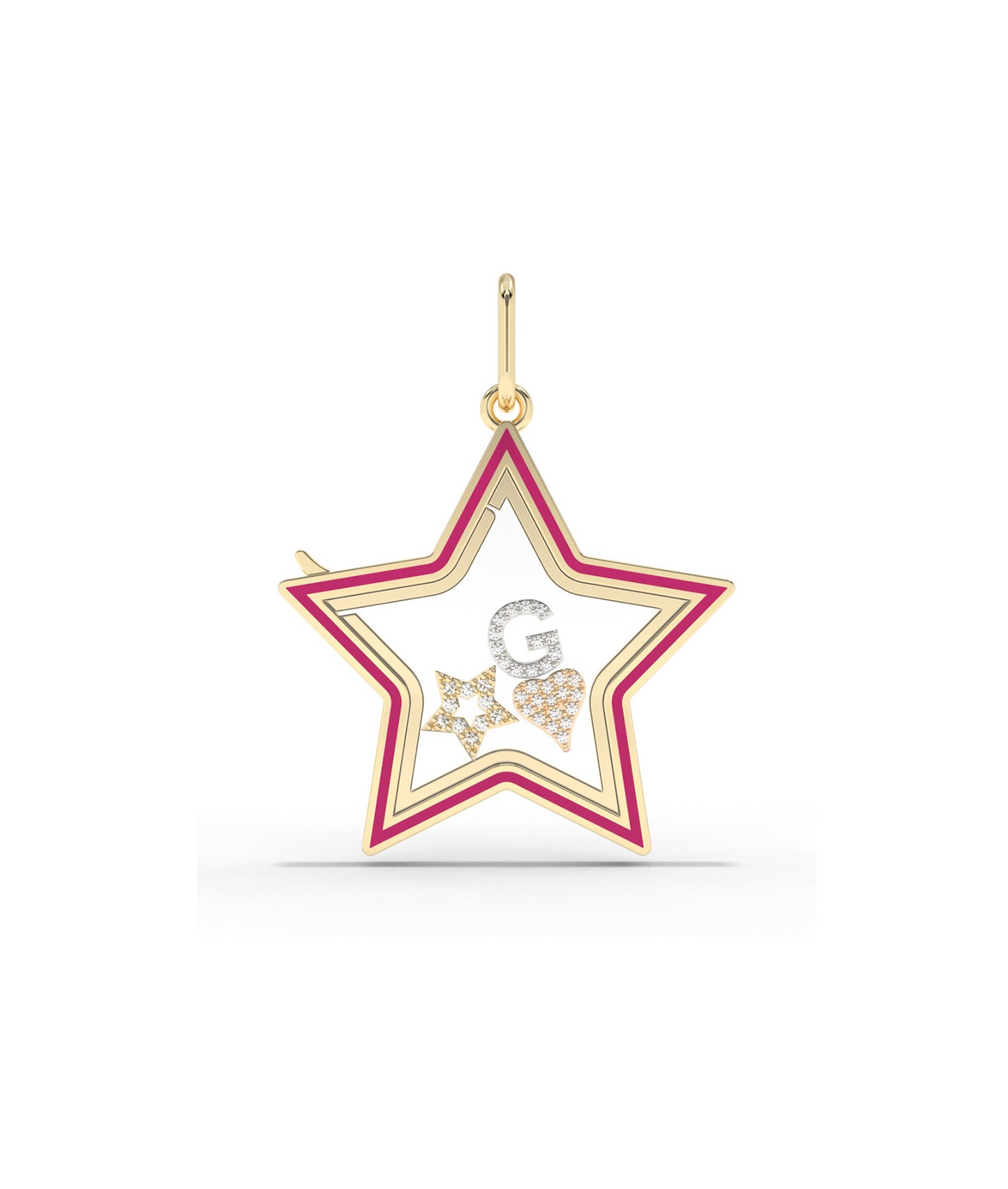 Enamel Star Glass Locket Charm Gold 25mm Memory