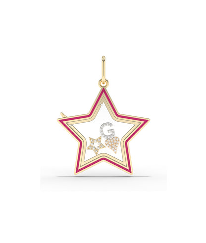 Enamel Star Glass Locket Charm Gold 25mm Memory