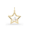 Fluted Star Glass Locket Charm Gold 25mm Memory