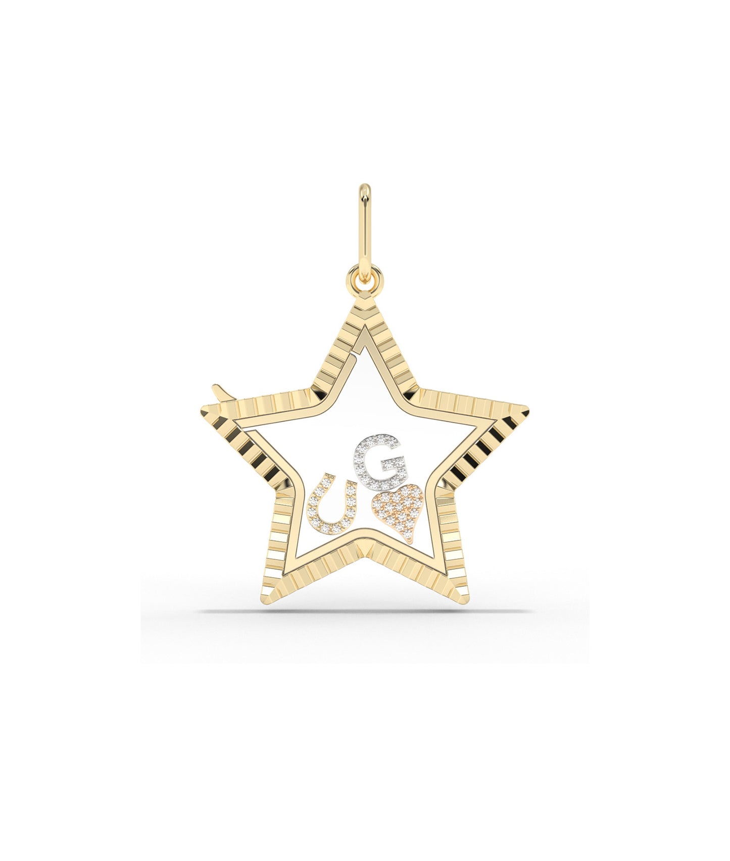 Fluted Star Glass Locket Charm Gold 25mm Memory