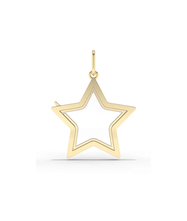 Solid Gold Star Glass Locket Charm Pendant 79e | Everyday 14K Gold Jewelry alternate view