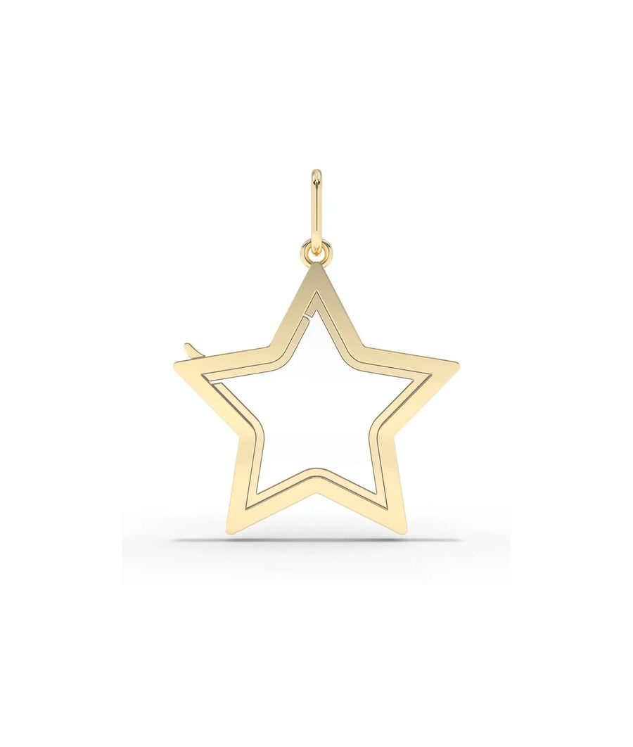 Solid Gold Star Glass Locket Charm Pendant 79e | Everyday 14K Gold Jewelry