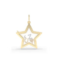 Solid Gold Star Glass Locket Charm 25mm Memory