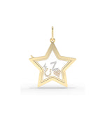 Solid Gold Star Glass Locket Charm 25mm Memory
