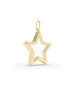 Solid Gold Star Glass Locket Charm Pendant 79e | Everyday 14K Gold Jewelry