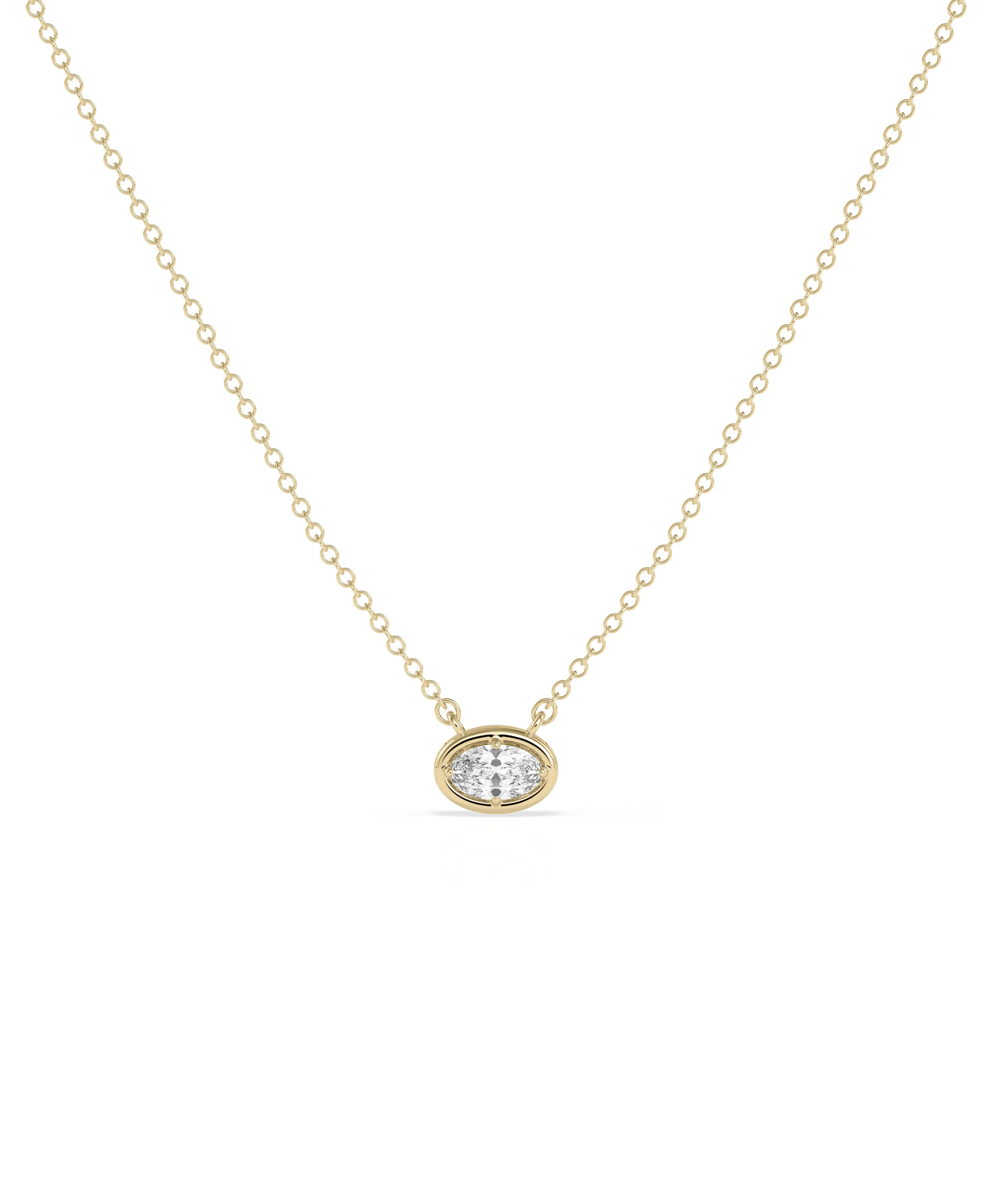 Solitaire Prong Set Bubble Pendant diamond in gold bubble frame necklace