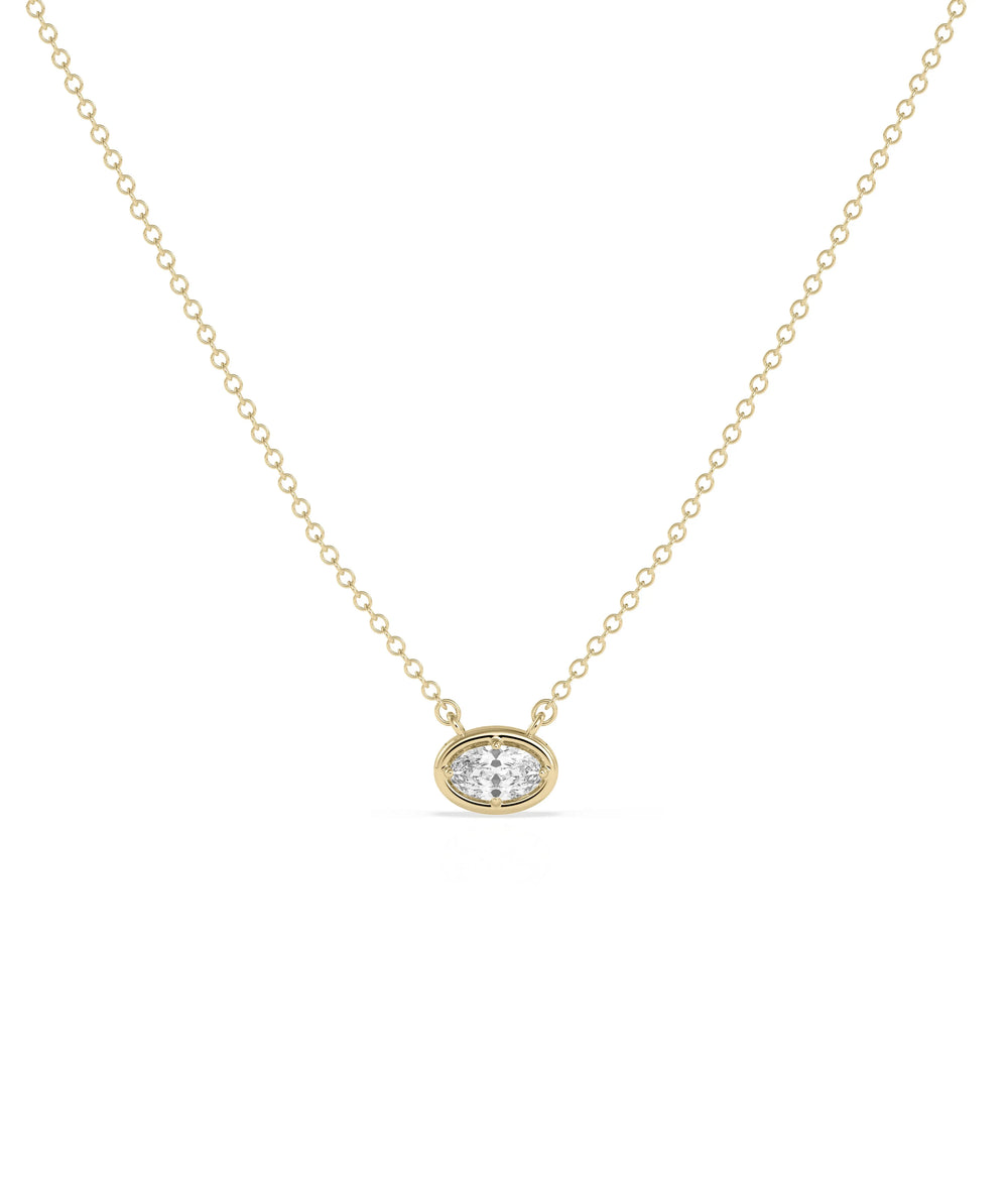 Solitaire Prong Set Bubble Pendant diamond in gold bubble frame necklace