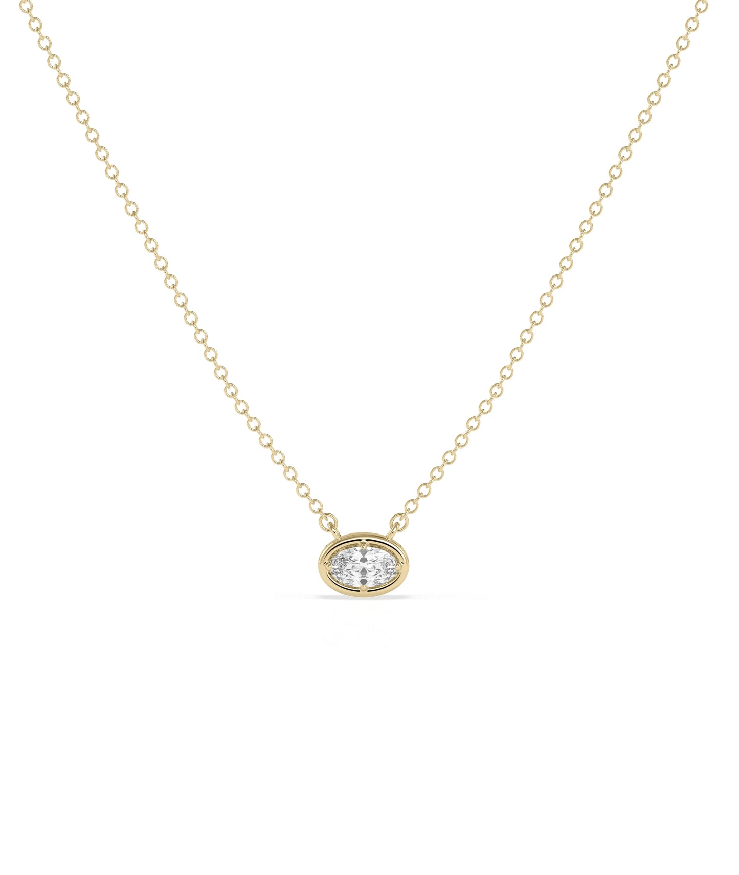 Solitaire Prong Set Bubble Pendant diamond in gold bubble frame necklace