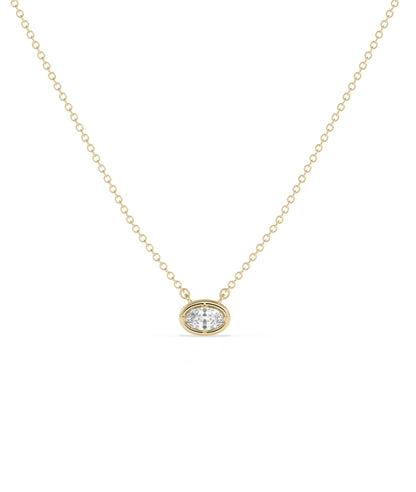Solitaire Prong Set Bubble Pendant diamond in gold bubble frame necklace