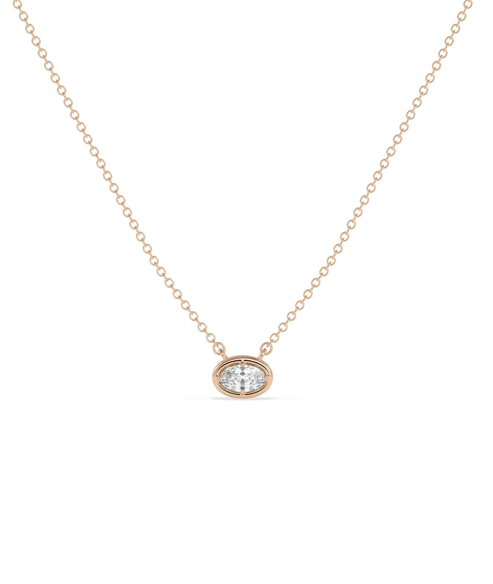 Solitaire Prong Set Bubble Gold Necklace