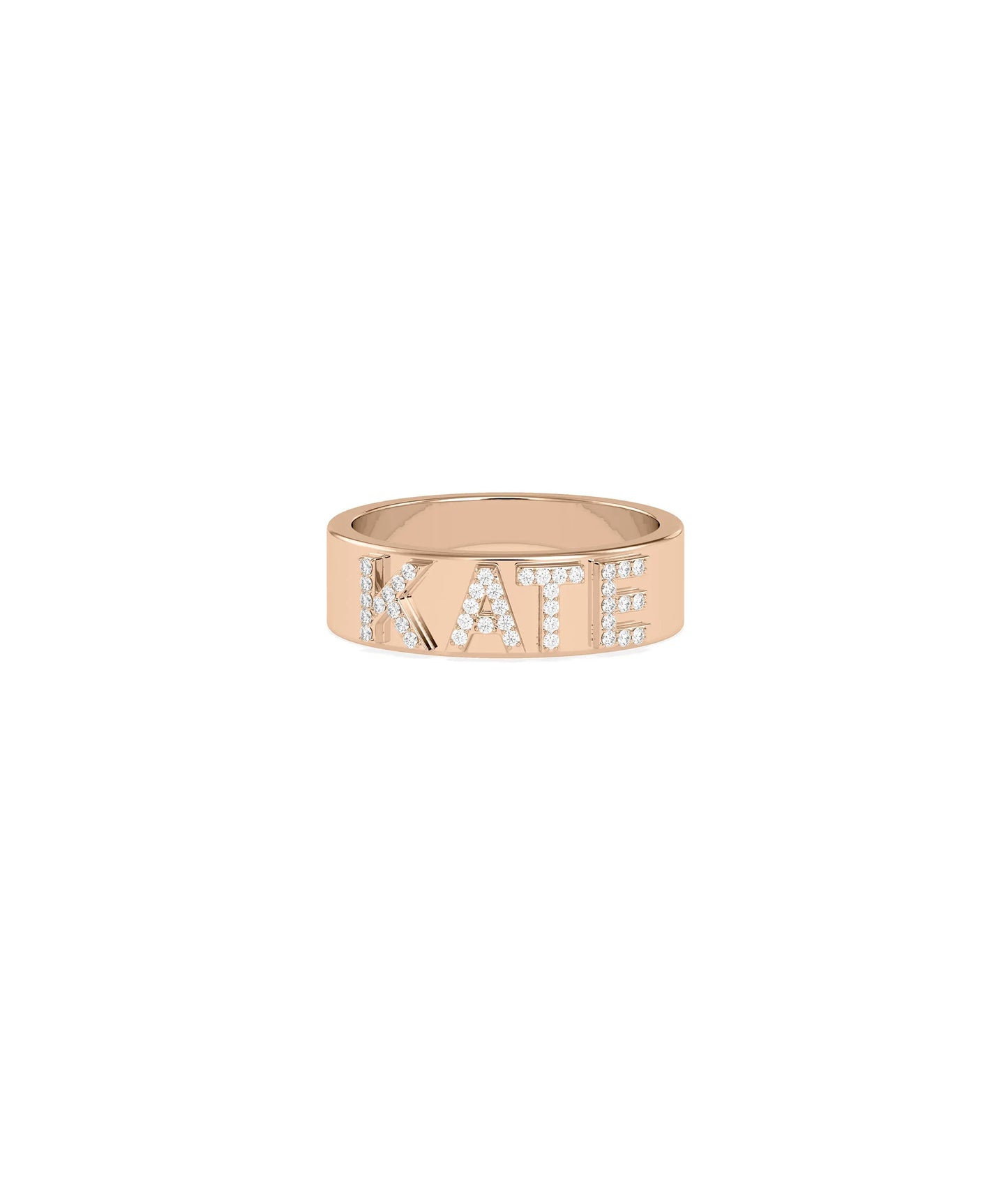 Diamond Name Band Ring stacked with other bands showing versatile styling