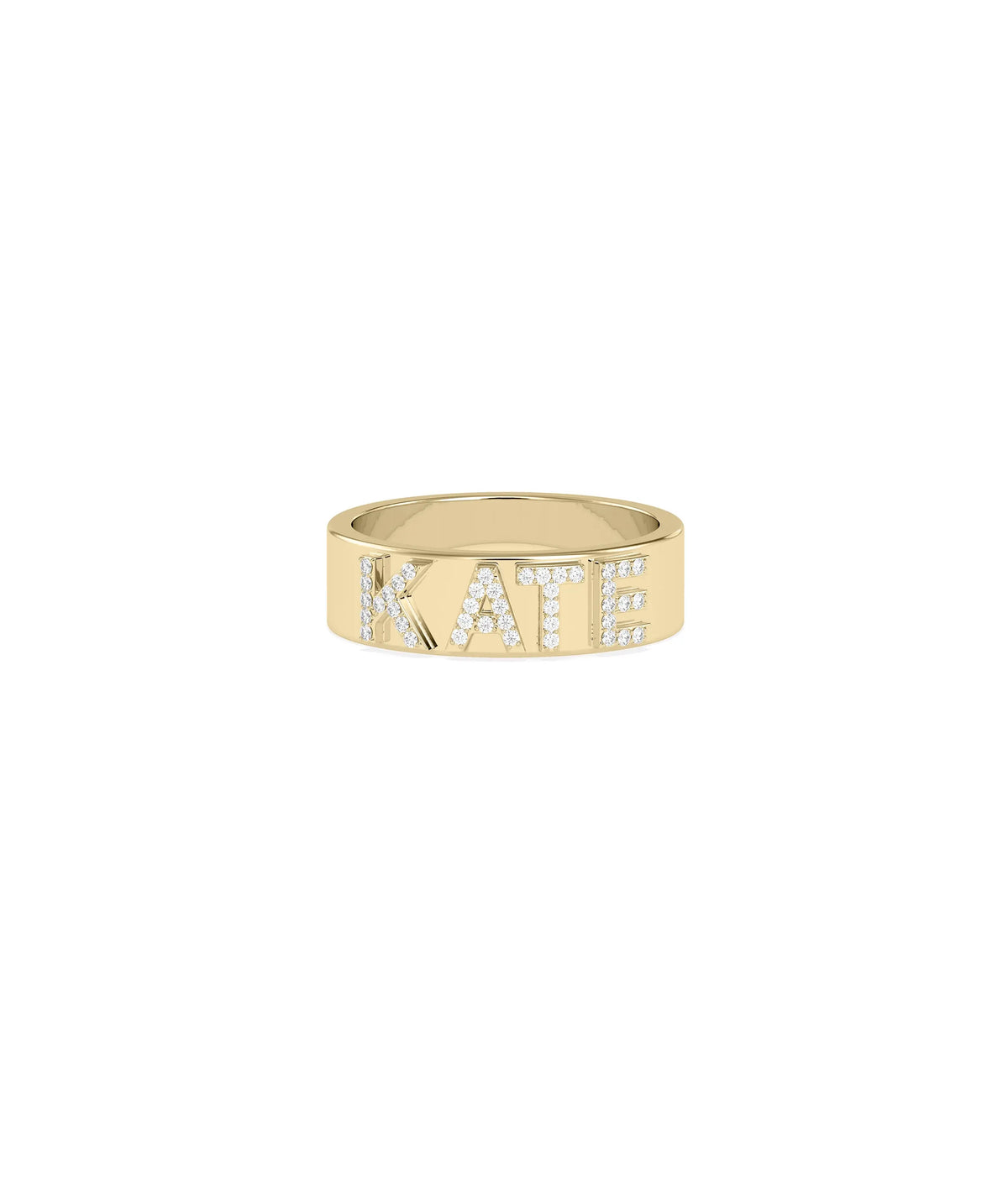 Diamond Name Band Ring personalized 6mm gold band with diamond accents