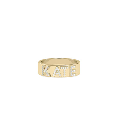 Diamond Name Band Ring personalized 6mm gold band with diamond accents