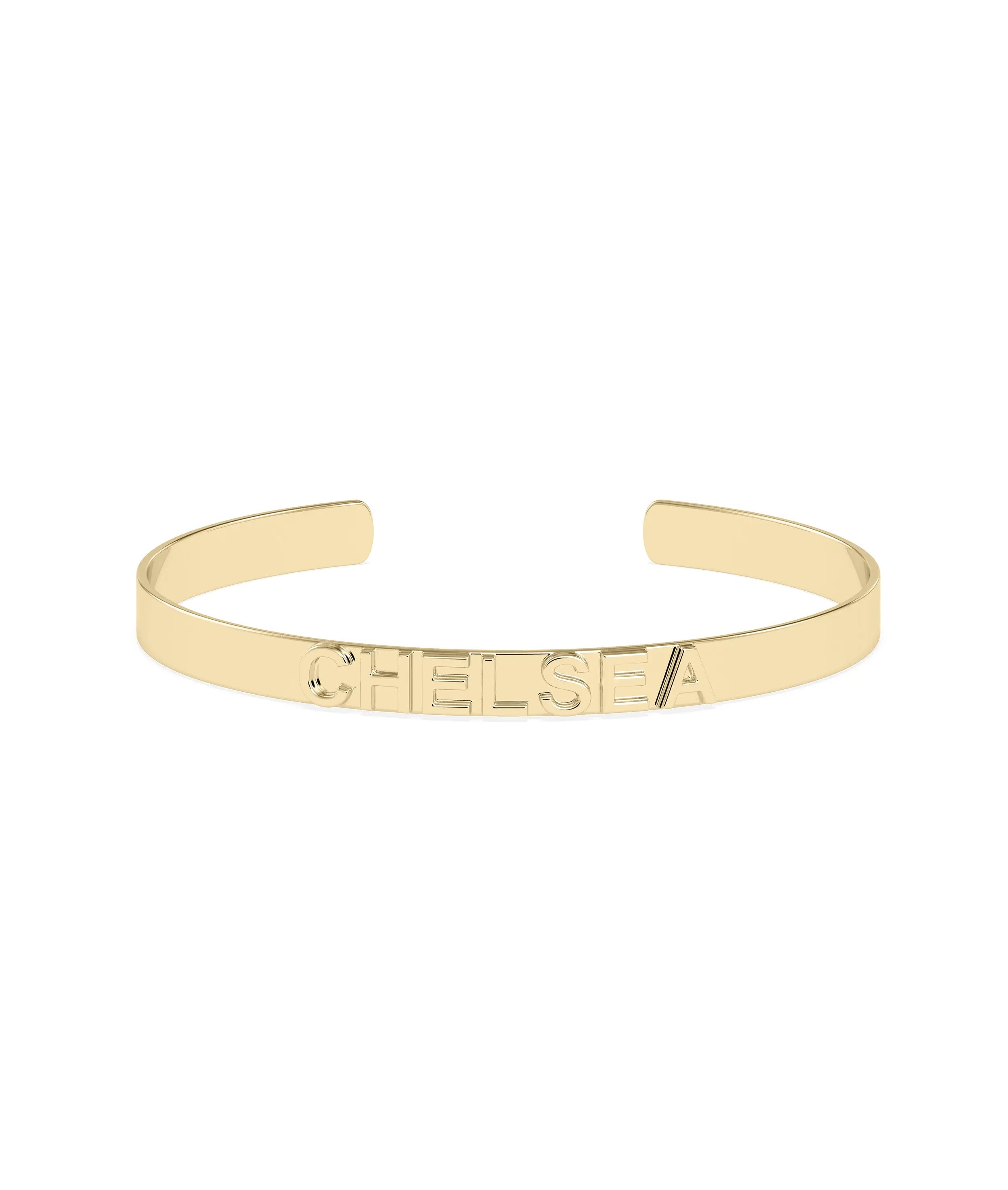 Personalized Gold Name Cuff Bangle