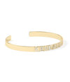 Custom diamond name cuff showing sparkling letter accents and gold design
