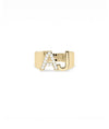 Bold Diamond and Gold Initials Ring 10mm personalized letters with diamonds