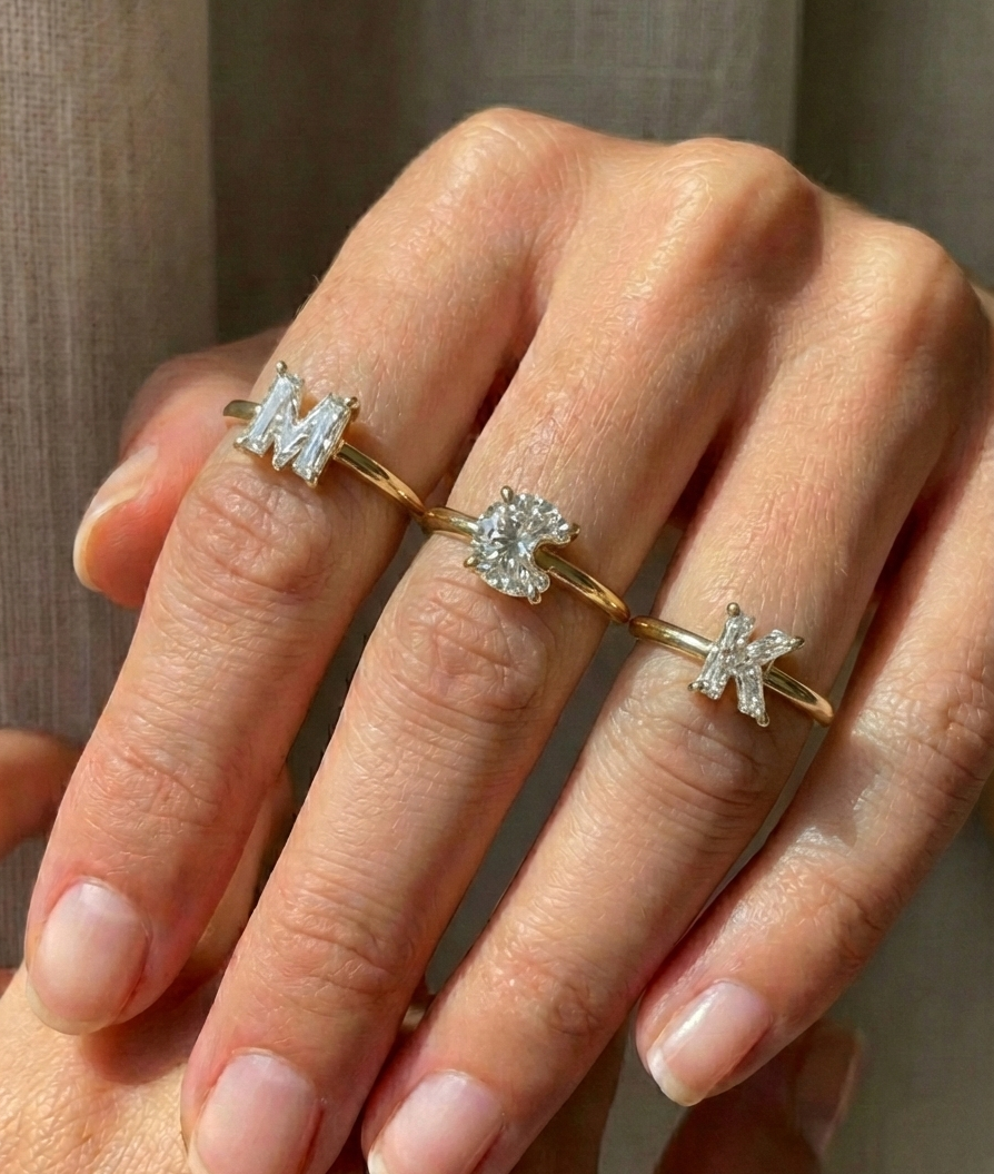 ONE CUT™ Prong-Set Initial Diamond Ring