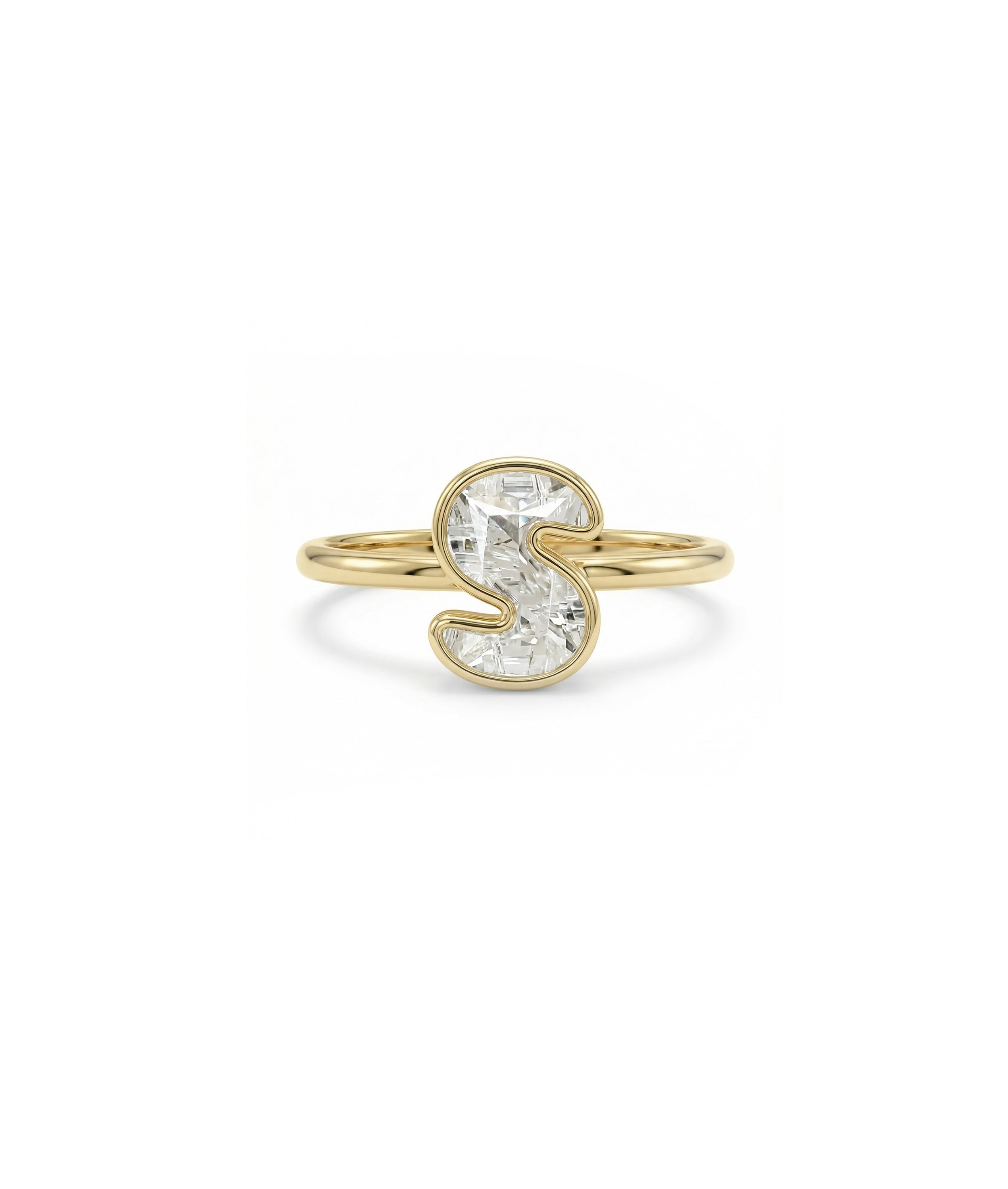 ONE CUT™ Single Initial Diamond Bezel Ring
