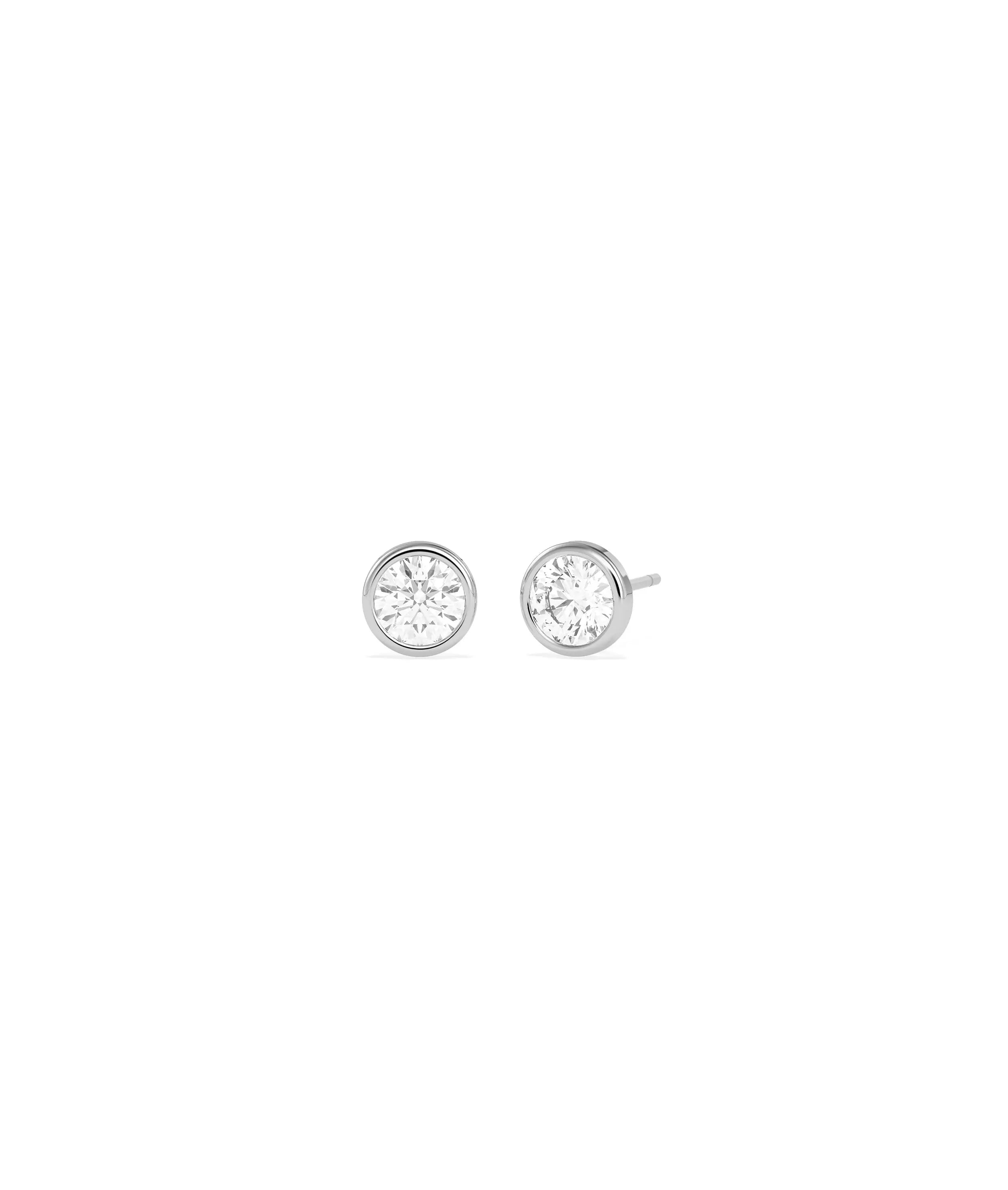 Bezel Set Martini Stud Earrings side profile displaying secure diamond rim