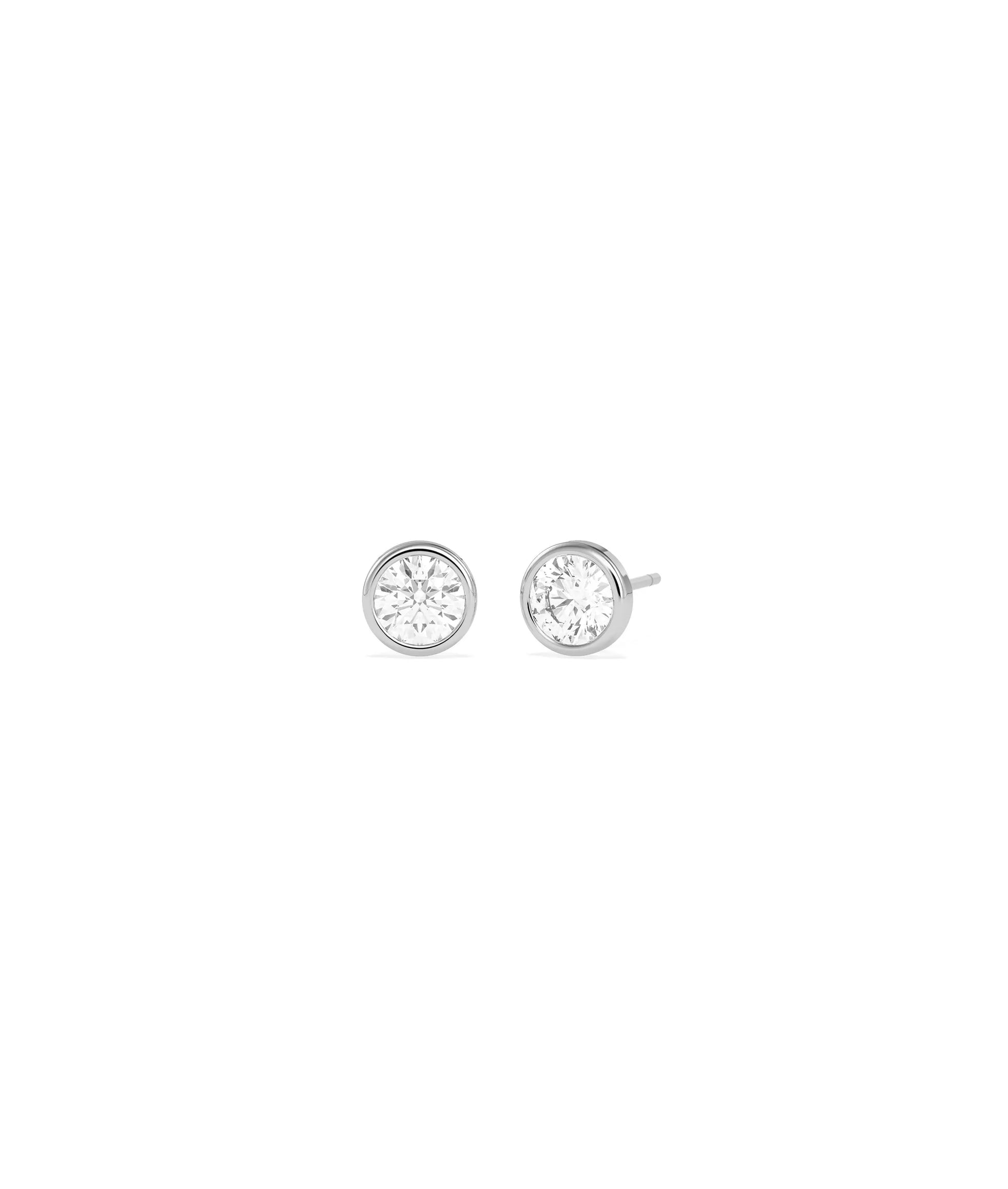 Bezel Set Martini Stud Earrings side profile displaying secure diamond rim