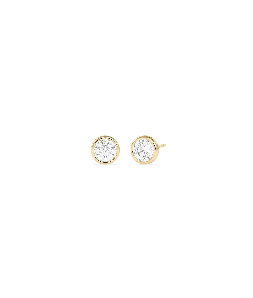 Bezel Set Martini Stud Earrings diamond in gold bezel setting pair