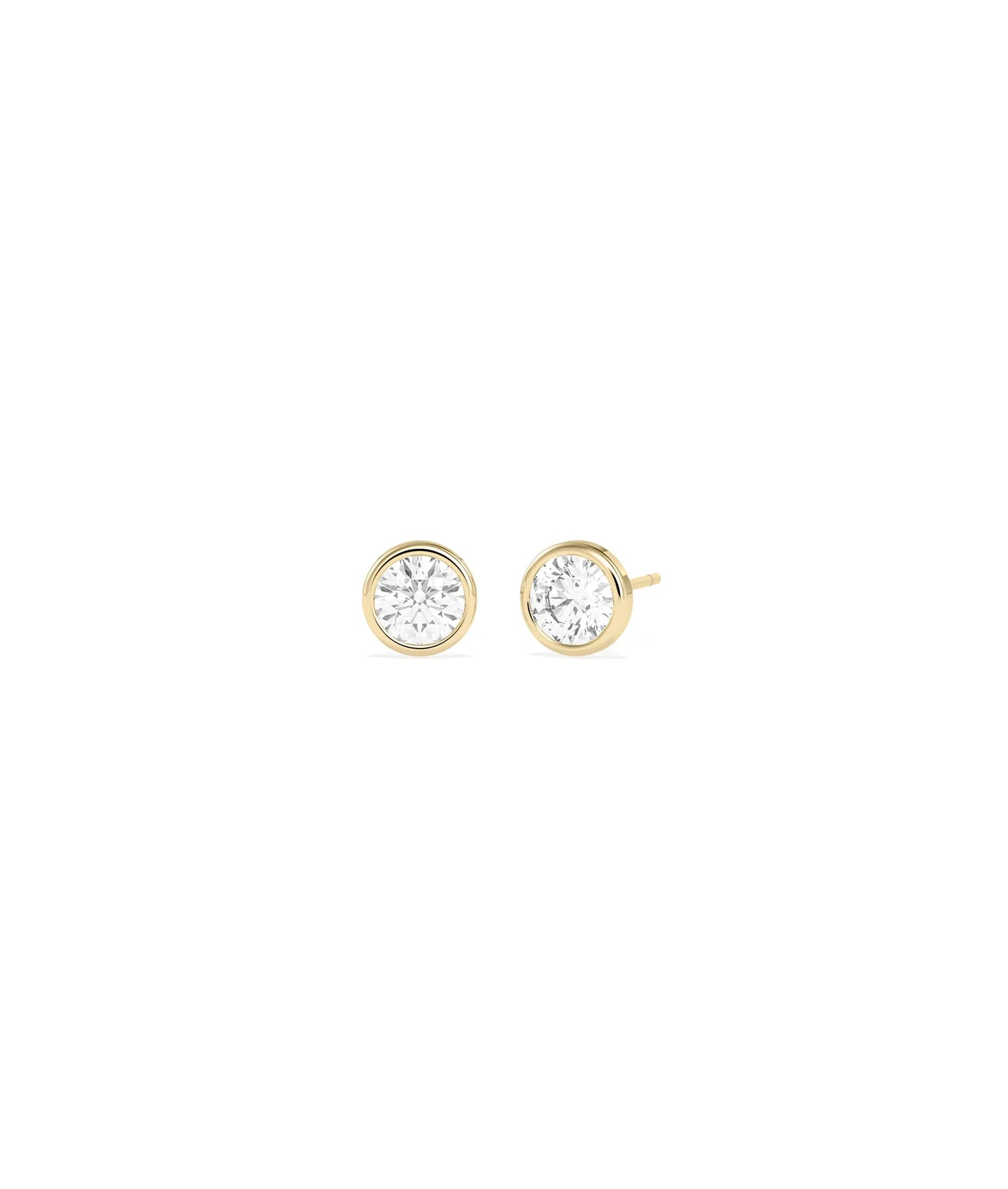 Bezel Set Martini Stud Earrings diamond in gold bezel setting pair
