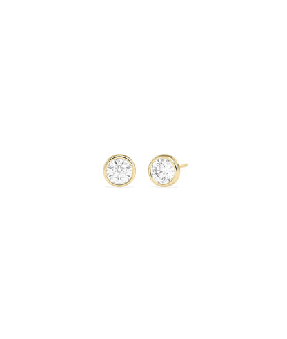 Bezel Set Martini Stud Earrings diamond in gold bezel setting pair
