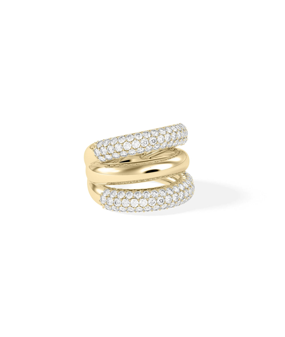 Side profile of 3 Wide Band Ring highlighting layered band architecture