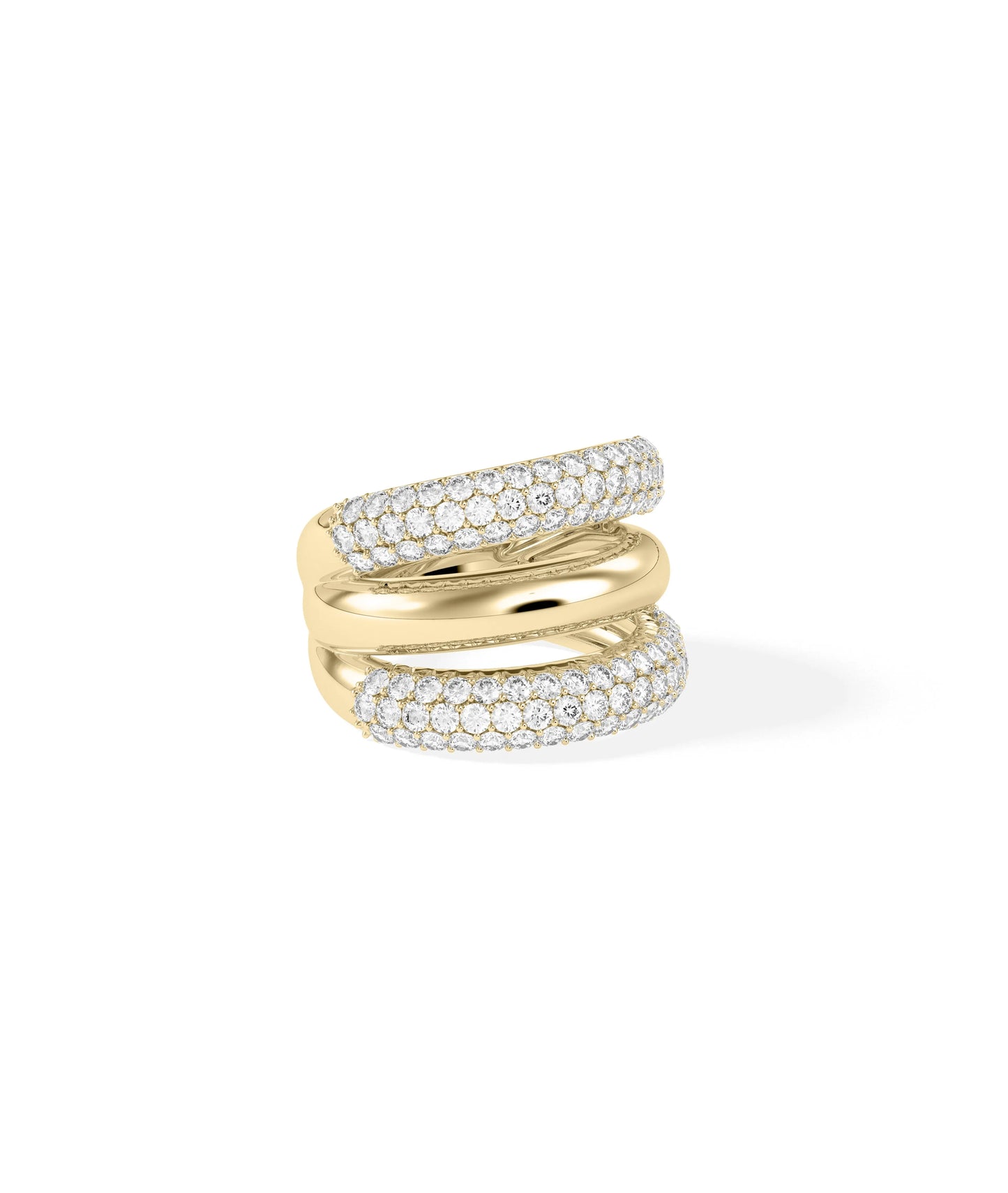 Side profile of 3 Wide Band Ring highlighting layered band architecture