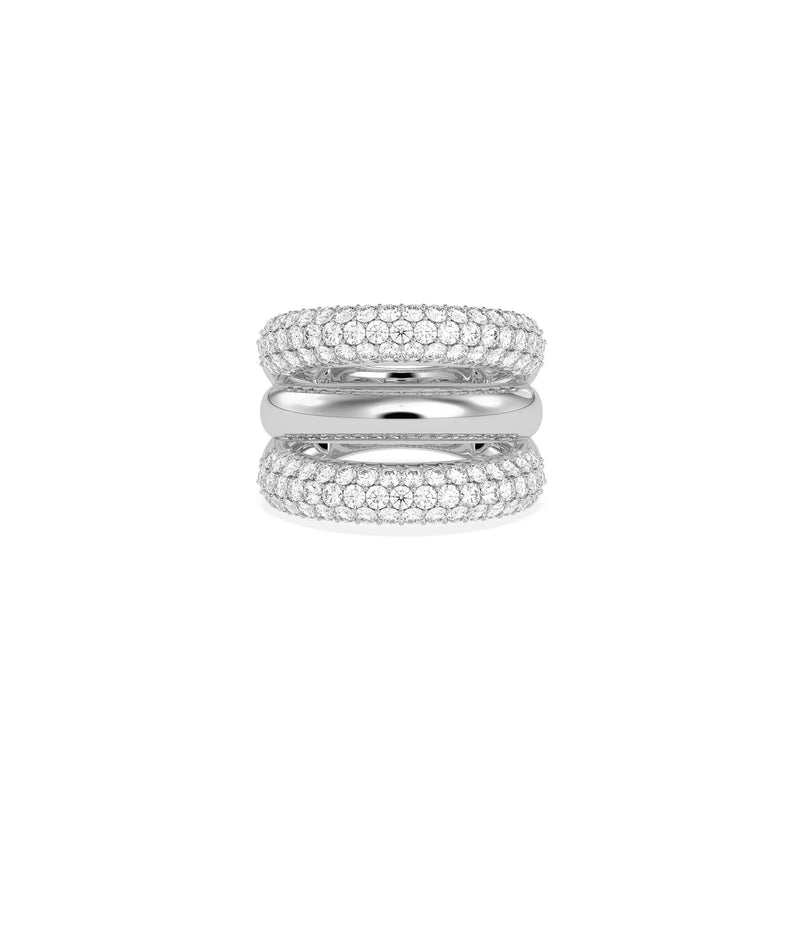 Close-up of 3 Wide Band Ring showing substantial triple band width detail