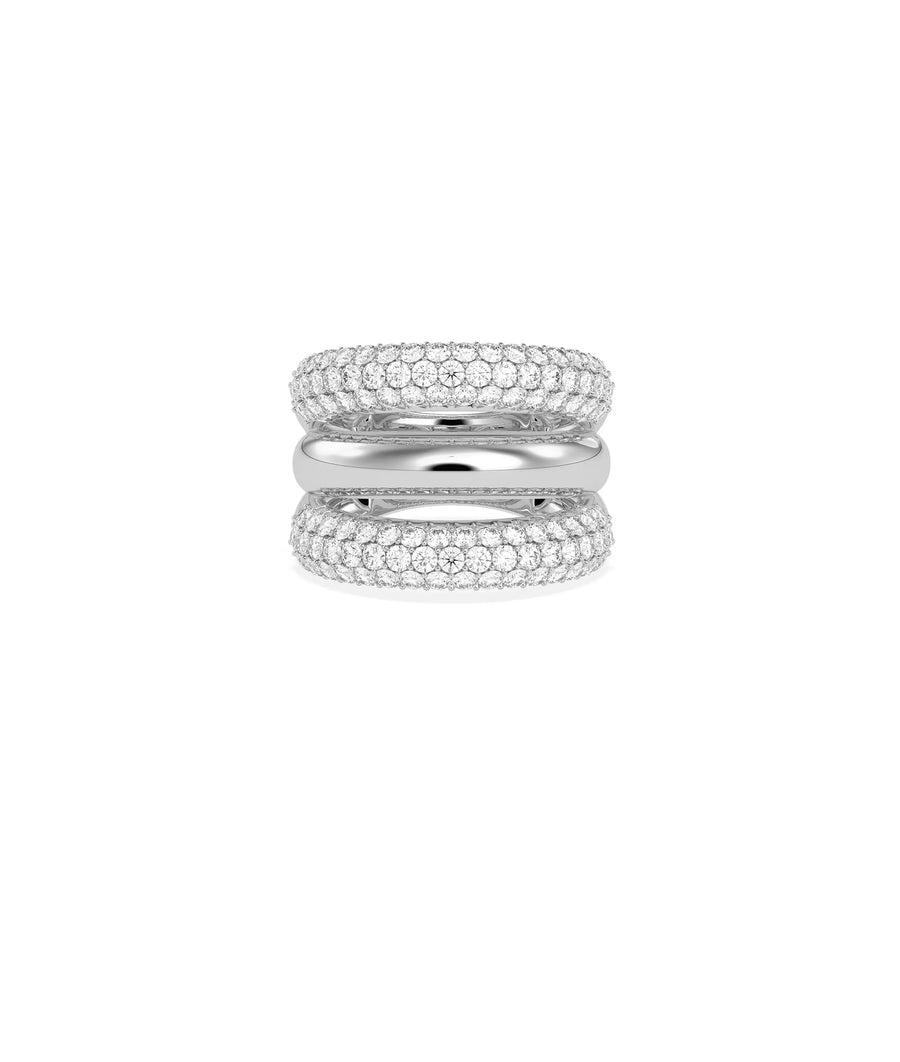 Close-up of 3 Wide Band Ring showing substantial triple band width detail