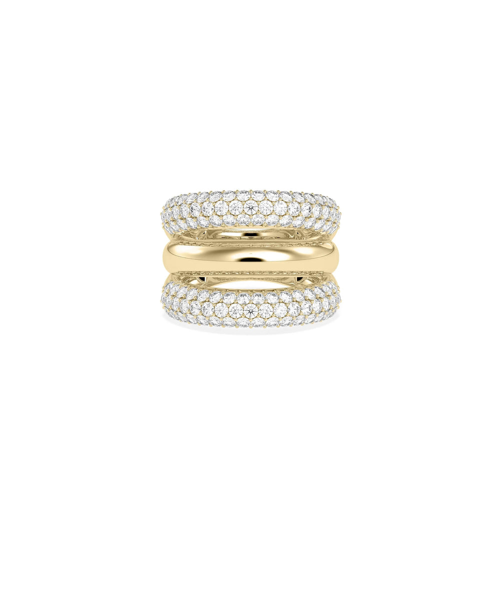 3 Wide Band Ring with 1.75 carat diamonds in triple row bold design