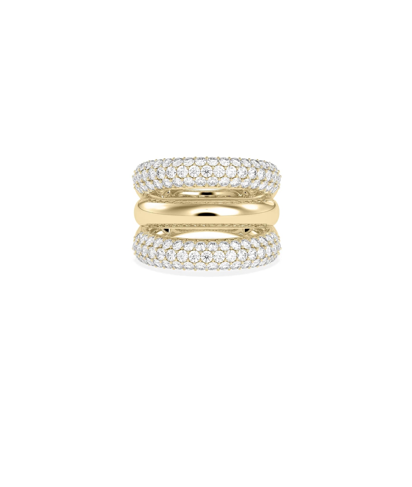 3 Wide Band Ring with 1.75 carat diamonds in triple row bold design