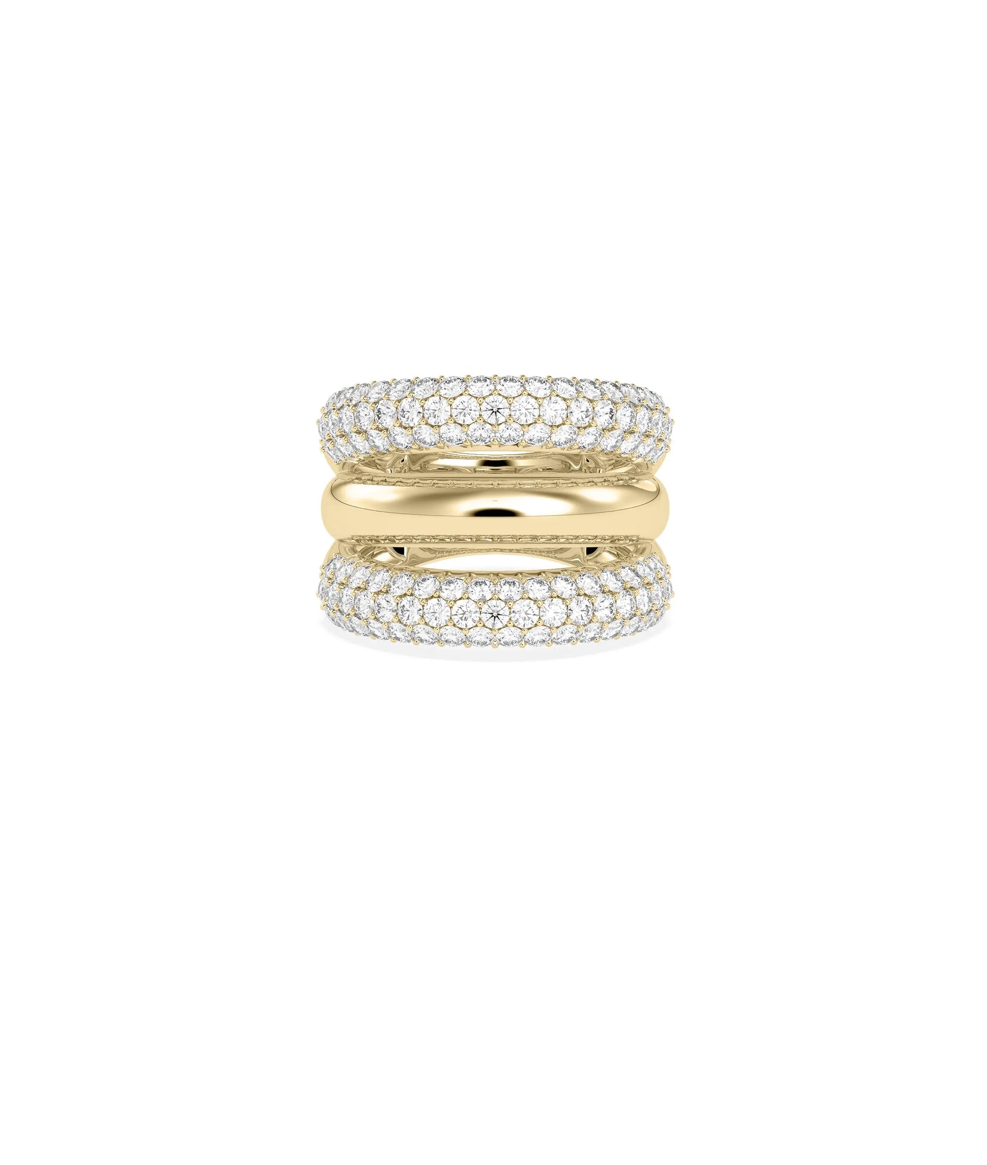 3 Wide Band Ring with 1.75 carat diamonds in triple row bold design