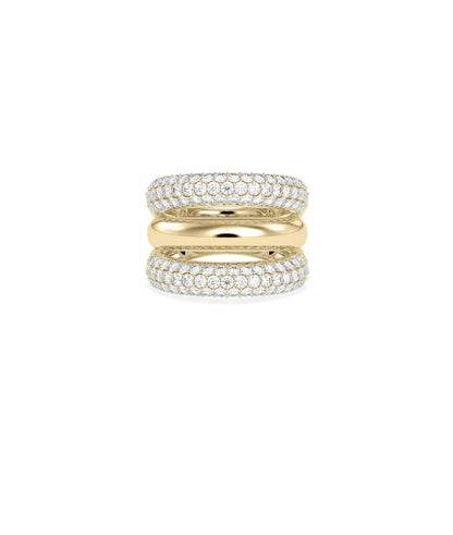 3 Wide Band Ring with 1.75 carat diamonds in triple row bold design