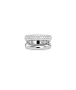 Close-up of 2 Wide Band Ring showing substantial width and diamond detail