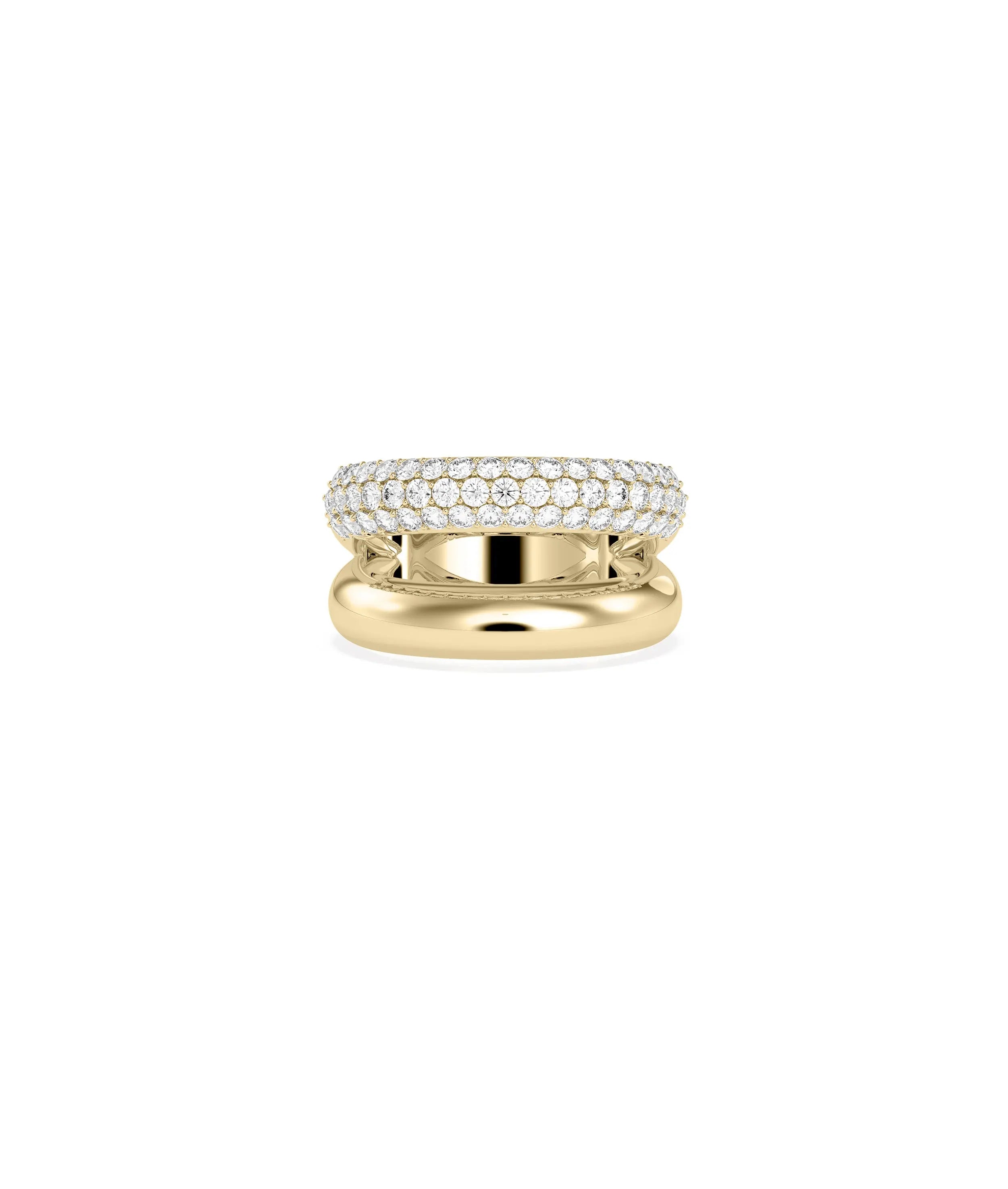 2 Wide Band Ring with double row diamond design in bold construction