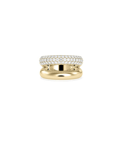 2 Wide Band Ring with double row diamond design in bold construction