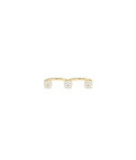 Trilogy 2 Finger Ring spanning two fingers with diamond trilogy design