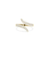 Bypass Pave Ring with diamond-covered crossover bands in open design