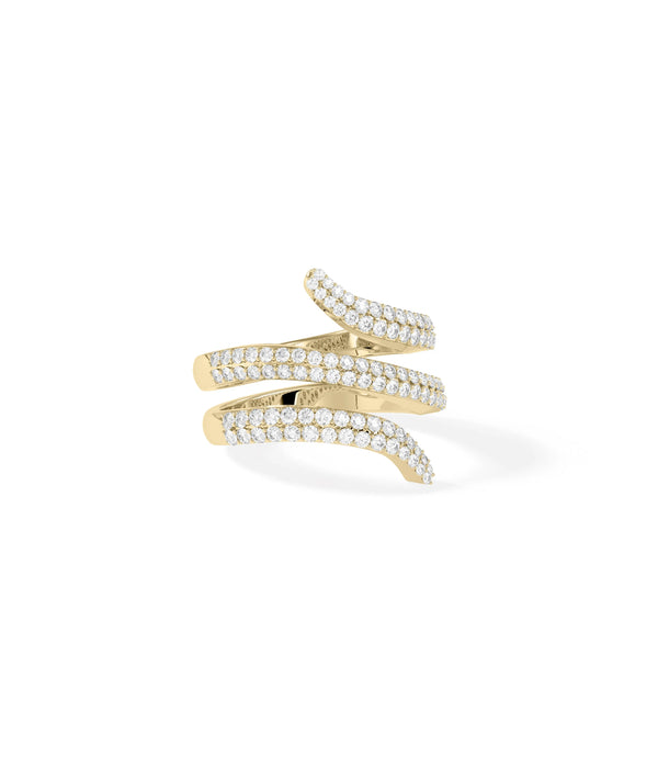 Side view of Coil Bypass Pave Ring highlighting bypass crossing elements alternate view