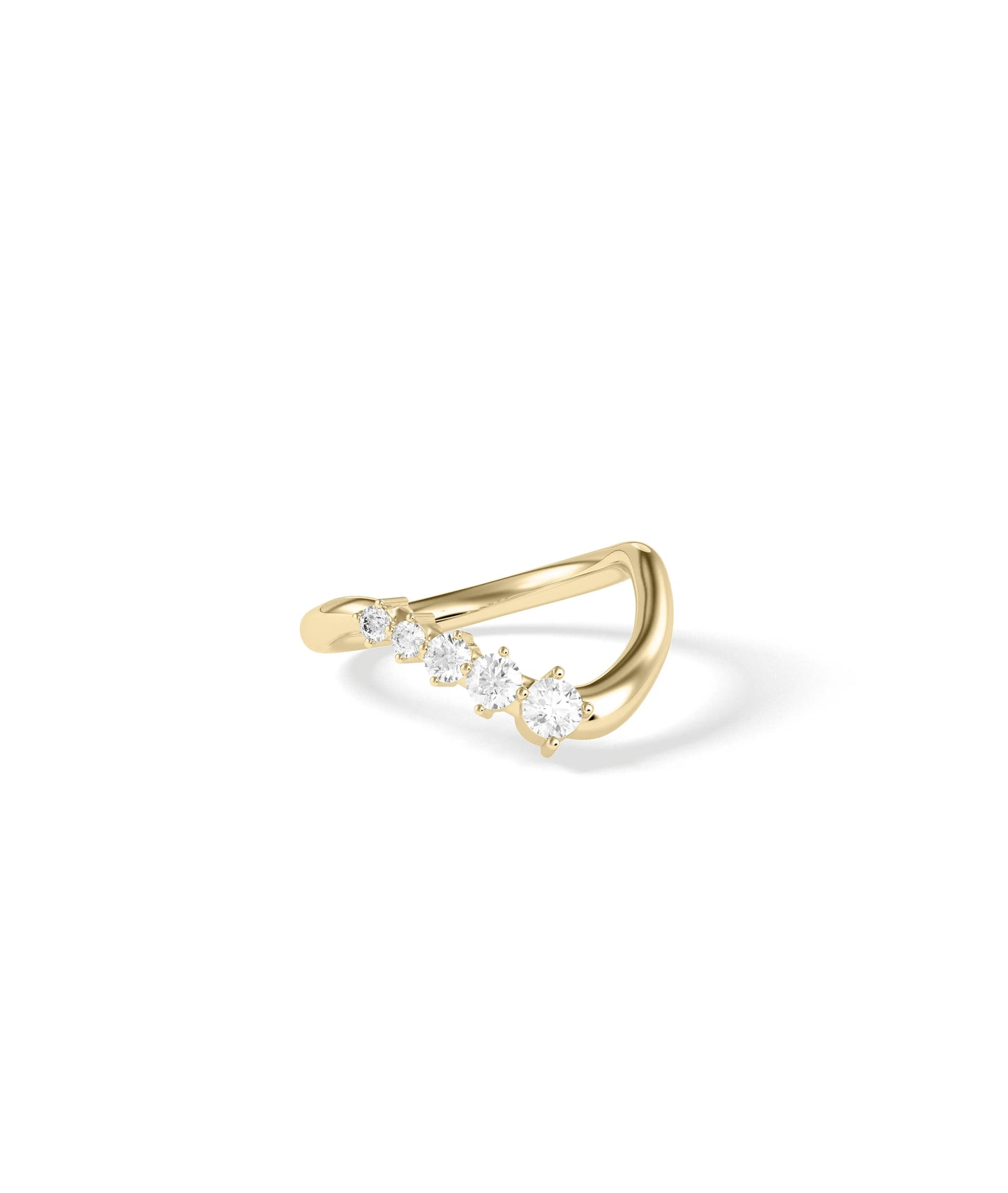Side view of Wavy Half Band Ring highlighting dimensional wave texture