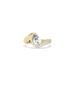 Solitaire and Pave Wave Ring with 1.2 carat center and pav accents