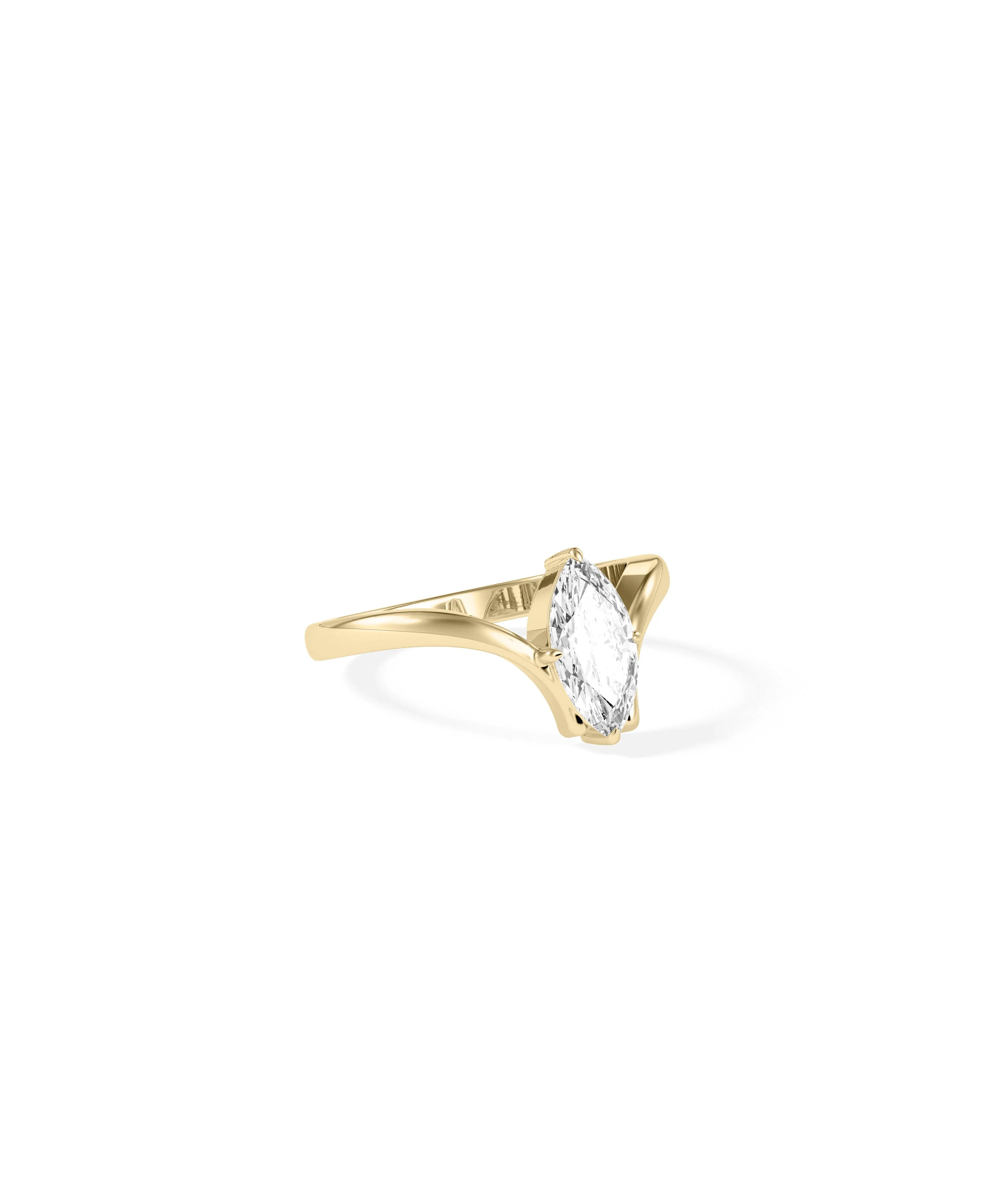 Side profile of Solitaire Chevron Ring highlighting architectural structure