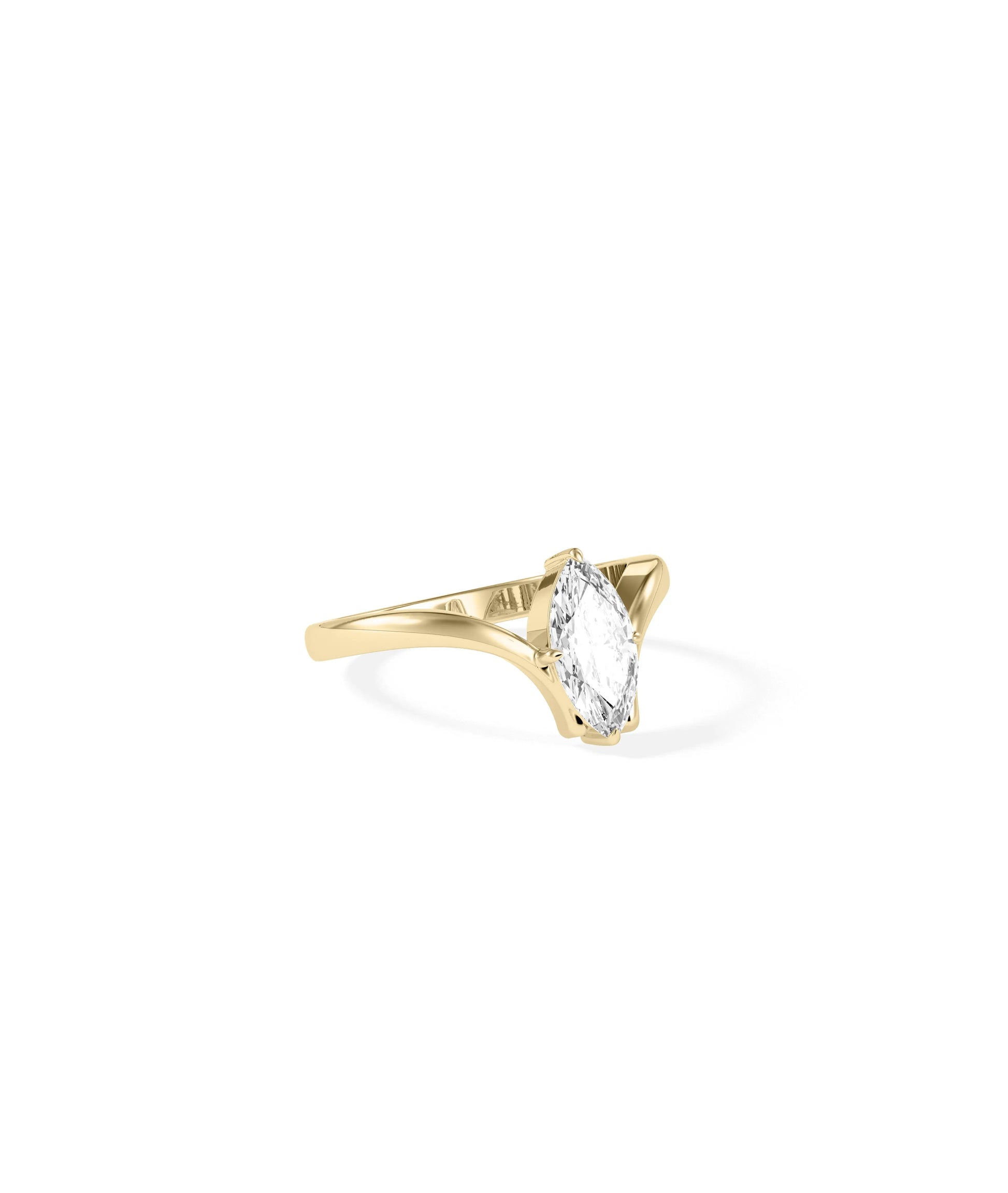 Side profile of Solitaire Chevron Ring highlighting architectural structure