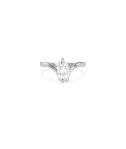 Close-up of Solitaire Chevron Ring showing angular chevron point detail