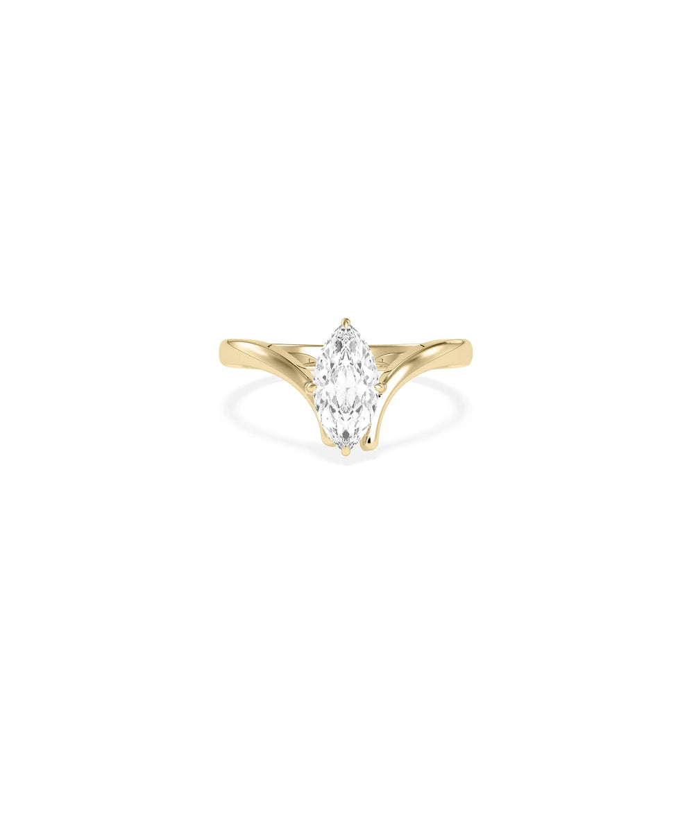 Solitaire Chevron Ring with 1 carat diamond in bold V-shaped design