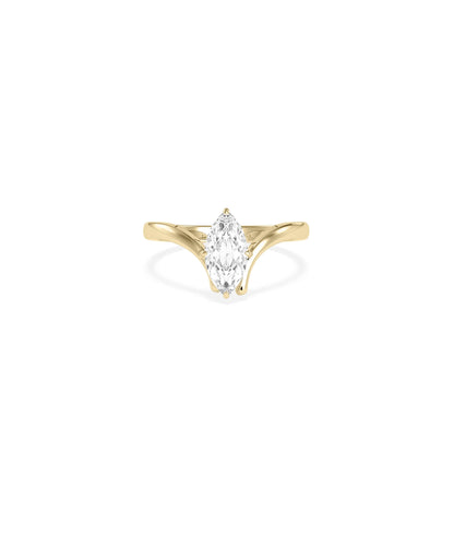 Solitaire Chevron Ring with 1 carat diamond in bold V-shaped design