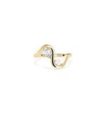 Close-up of Wave 2 Stone Ring showing sculptural wave pattern detail